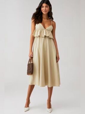 WeWoreWhat Rucked Front Scoop Midi Dress NWT!